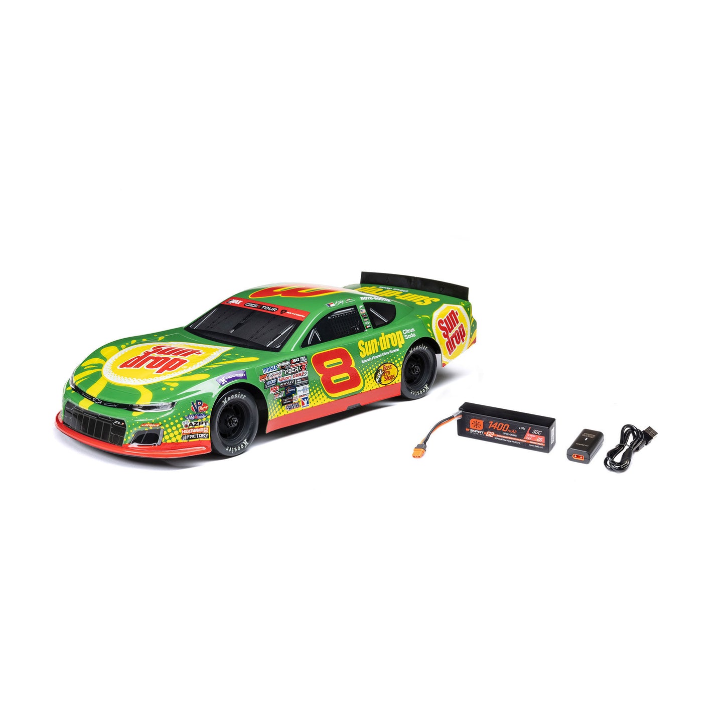 1/12 ALM RC Race Car Dale Earnhardt Jr. No. 8 2025 Sun Drop Chevrolet ZL1 2S AWD On-Road (Battery & Charger Included), Green