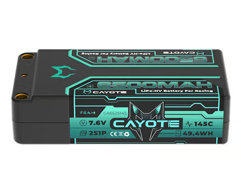 Cayote 2S 145C LCG Shorty LiHV Battery (7.6V/6500mAh) w/5mm Bullets CYE652S145