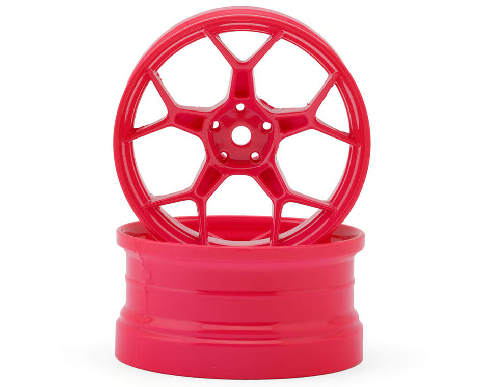 DS Racing Feathery Split Spoke Drift Wheels (Flu Pink) (2) (6mm Offset) w/12mm Hex