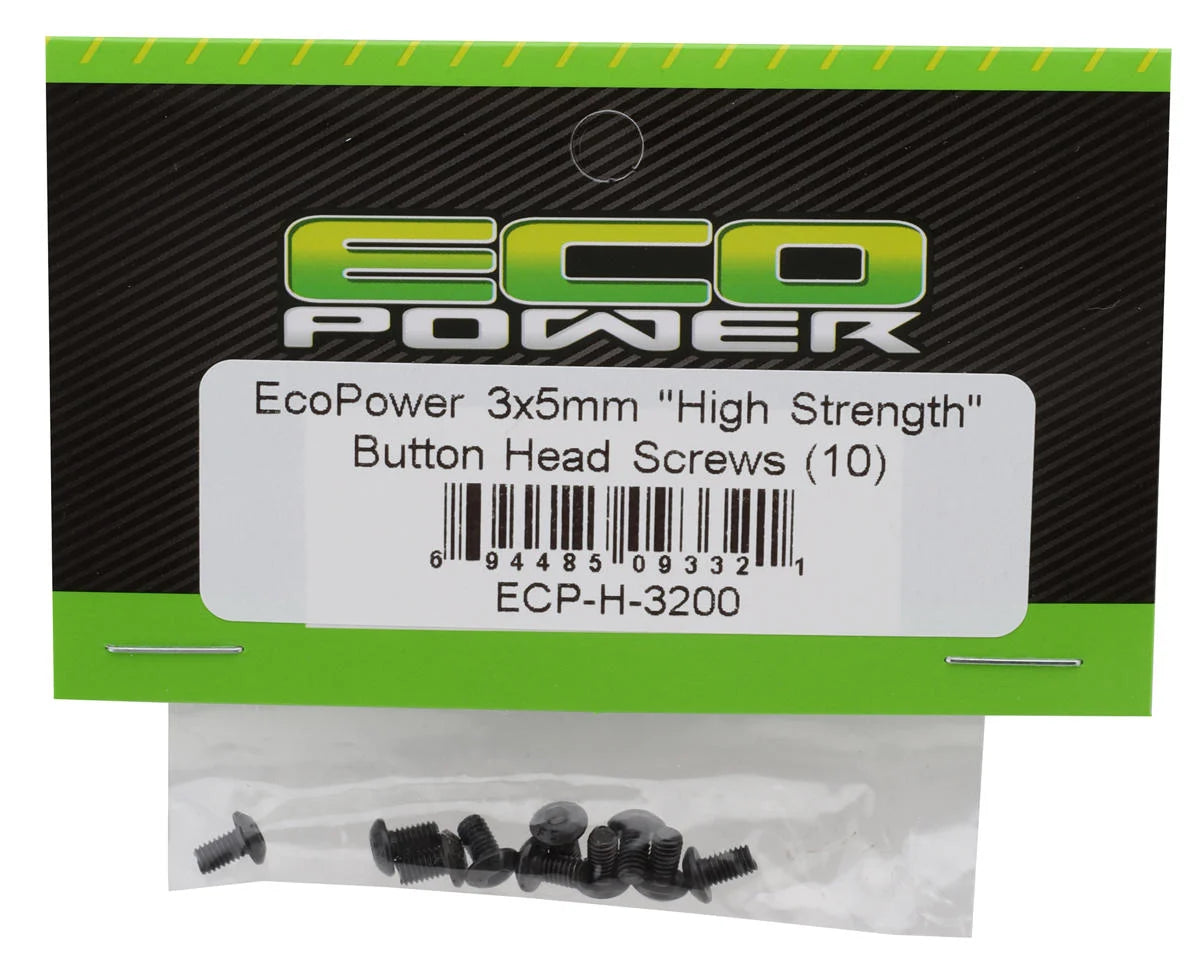 EcoPower 3mm "High Strength" Steel Button Head Screws (10) (3x5mm)