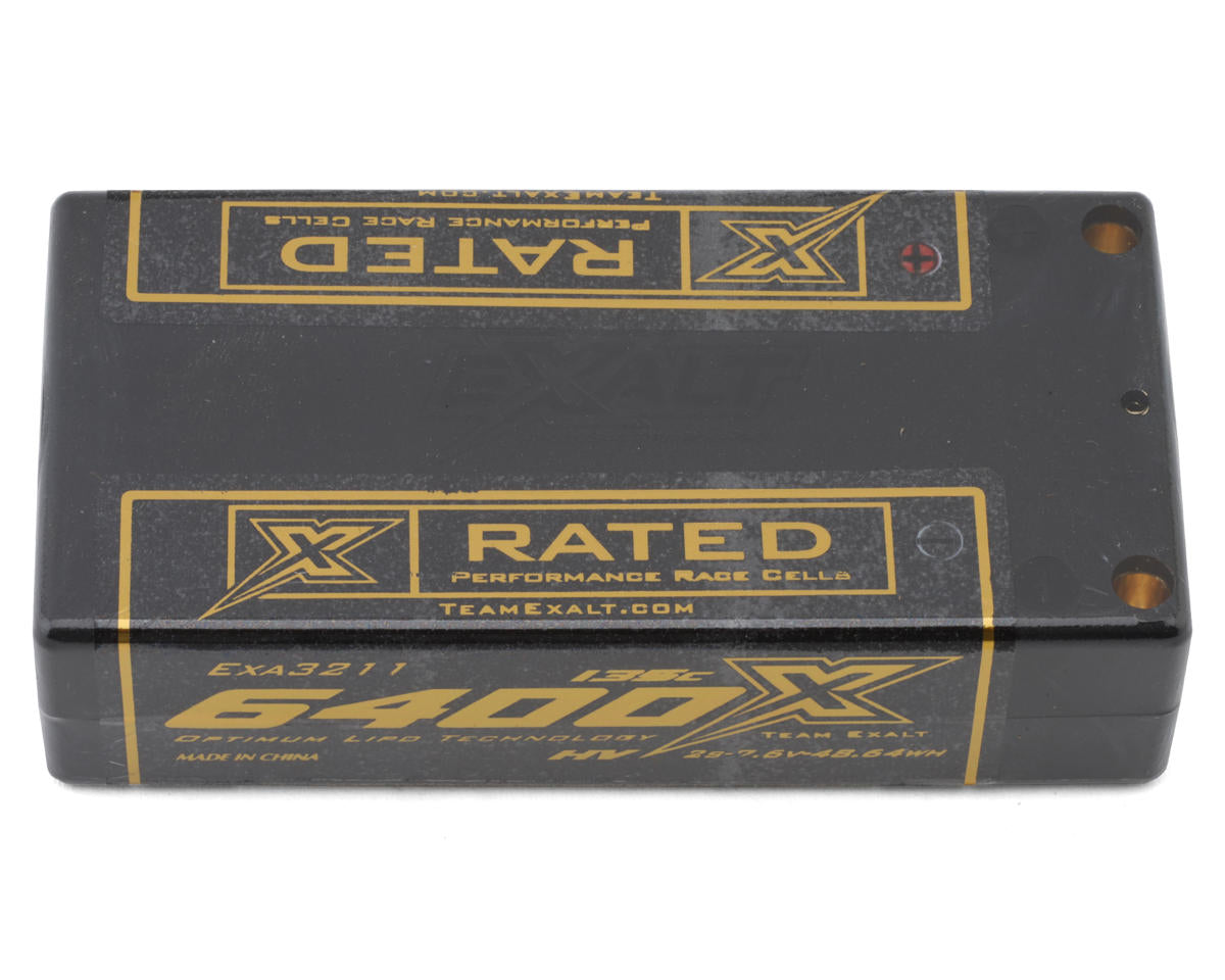 Team Exalt "X-Rated" HVX Shorty 2S 135C Lipo Battery (7.6V/6400mAh) w/5mm Connectors (ROAR Approved)
