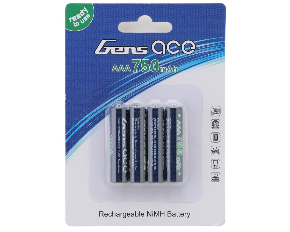 Gens Ace High Power Rechargeable AAA NIMH Battery (1.2V/750mAh) (4) (Mini-Z)