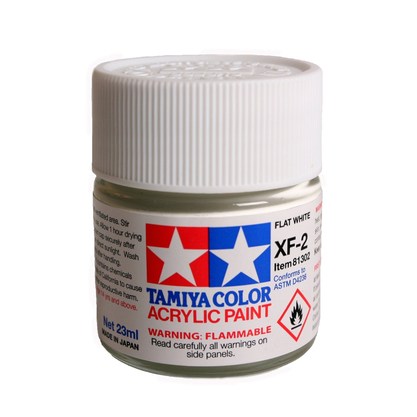 TAMIYA Acrylic XF-2 Flat White Paint, 23ml Bottle TAM81302