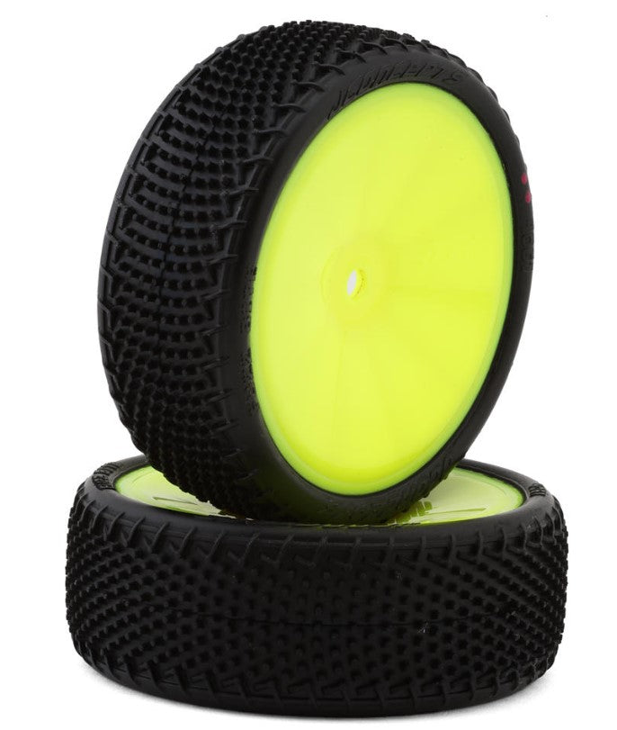 JConcepts Fuzz Bite LP 2.2" (Wide) Pre-Mounted 2WD Front Buggy Tire (Yellow) (2) (Pink) w/12mm Hex JCO4061-201011