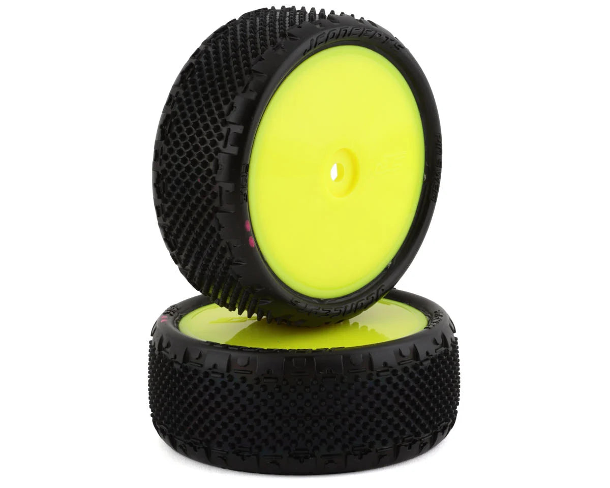 JConcepts Pin Swag 2.2" Pre-Mounted 4WD Front Buggy Carpet Tires (Yellow) (2) w/12mm Hex (Pink)