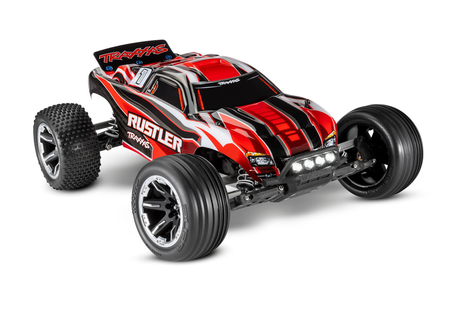 TRAXXAS RUSTLER WITH LED LIGHTS RED