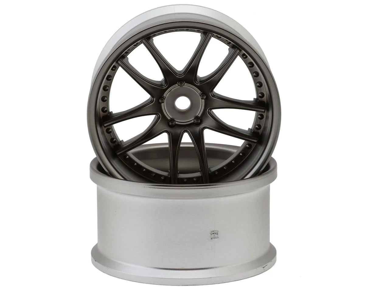 LAB Work Emotion CR3P 1/10 Drift Wheels (Matte Black/Chrome) (2) (6mm Offset) w/12mm Hex