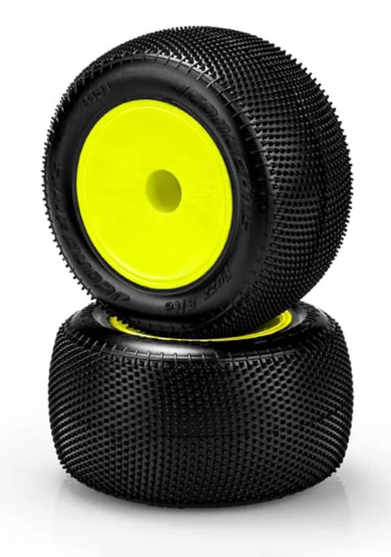 JConcepts Fuzz Bite Carpet 2.2" Pre-Mounted Stadium Truck Tires (2) (Yellow) (Pink) w/12mm Hex JCO3191-201091