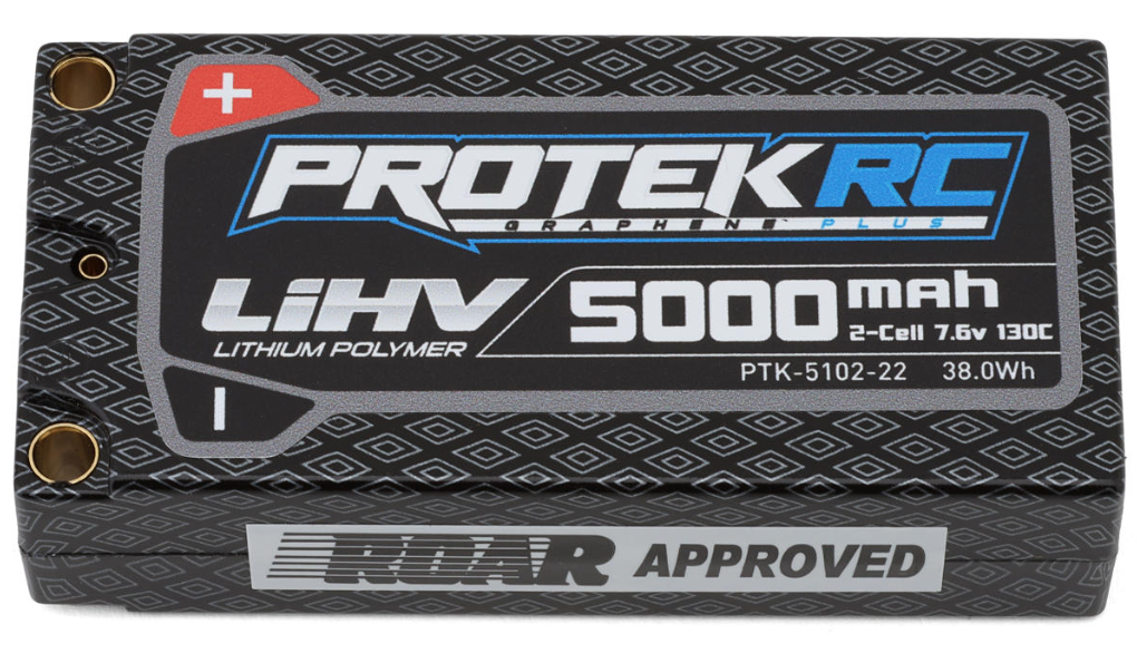ProTek RC 2S 130C Low IR Si-Graphene + HV Shorty LiPo Battery (7.6V/5000mAh) w/5mm Connectors (ROAR Approved) PTK-5102-22