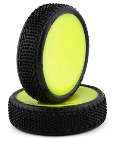 JConcepts Fuzz Bite LP 2.2 Mounted 2WD Front Buggy Tire (Yellow) (2) (Pink) (Carpet) w/12mm Hex