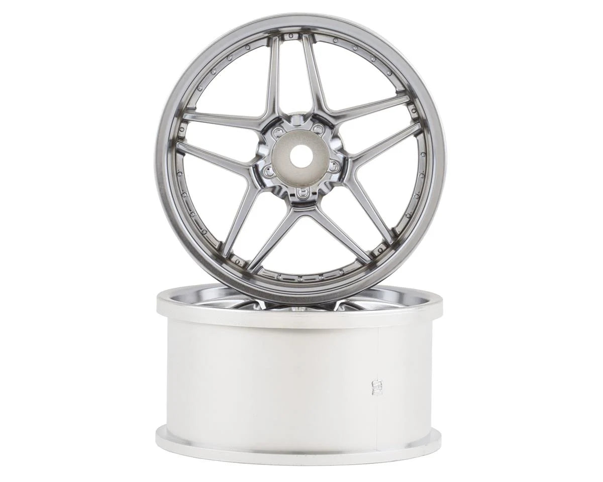 Topline Blitz BRW03 5-Split Spoke Drift Wheels (Matte Chrome) (2) (8mm Offset) w/12mm Hex