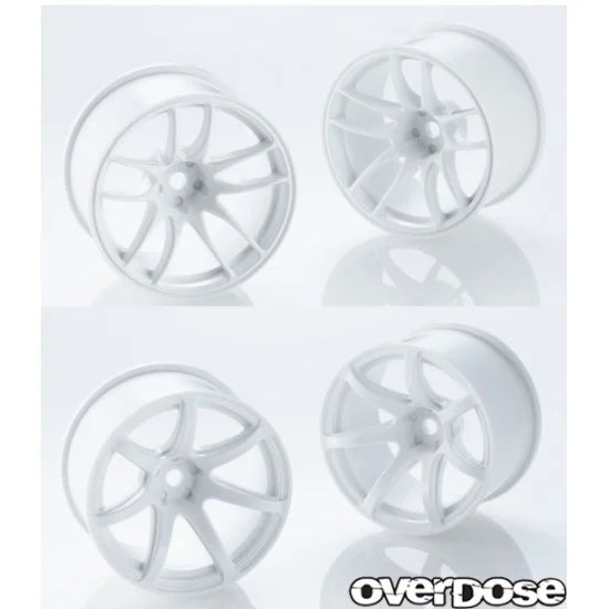 Overdose R-SPEC Kiwami White & R-SPEC T7R White Offset +9 30mm Wide Rim Set C For 1/10 RC Drift