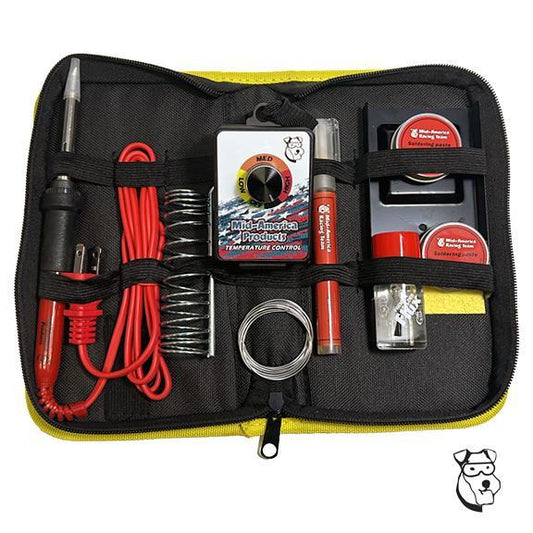 Soldering Iron Kit - Temp Control, 2 Pc Stand, Flux Syringe, Acid Bottle & Solder
