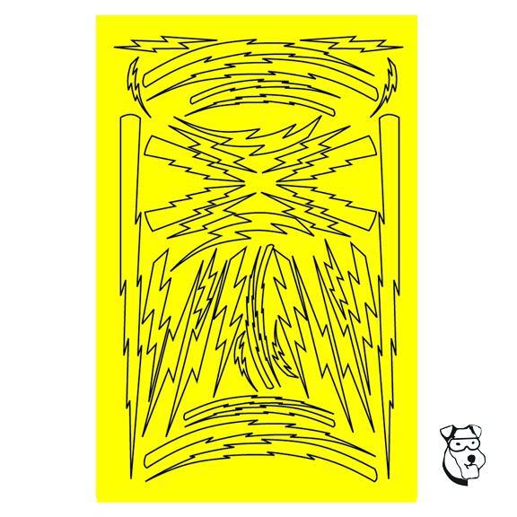 1/32-1/24 Paint Mask - Lightning Bolts Design - 4.25" x 5.5" PAR799L