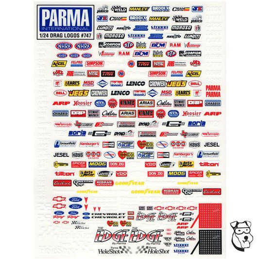 1/24 PARMA Drag Racing Sponsors And Detailing - 6"x8" Self Adhesive