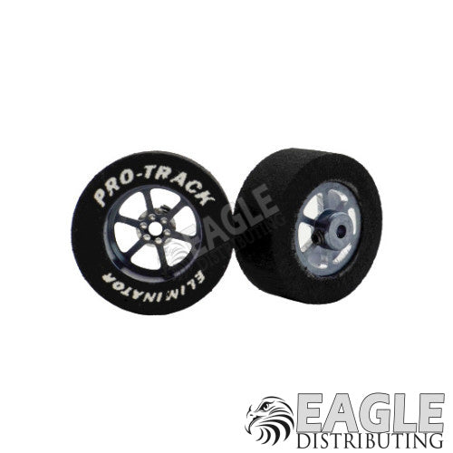 3/32 x 1 1/16 x .435 Gunmetal Roadster Drag Rear Wheels with Nat. Rubber Tires