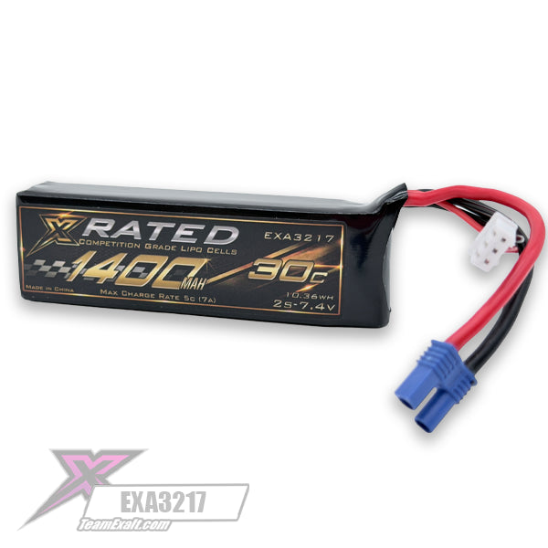 Exalt X-Rated 1400mah 30C Nascar Lipo Battery W/ EC2 (7.4V/1400mAh) (EXA3217)