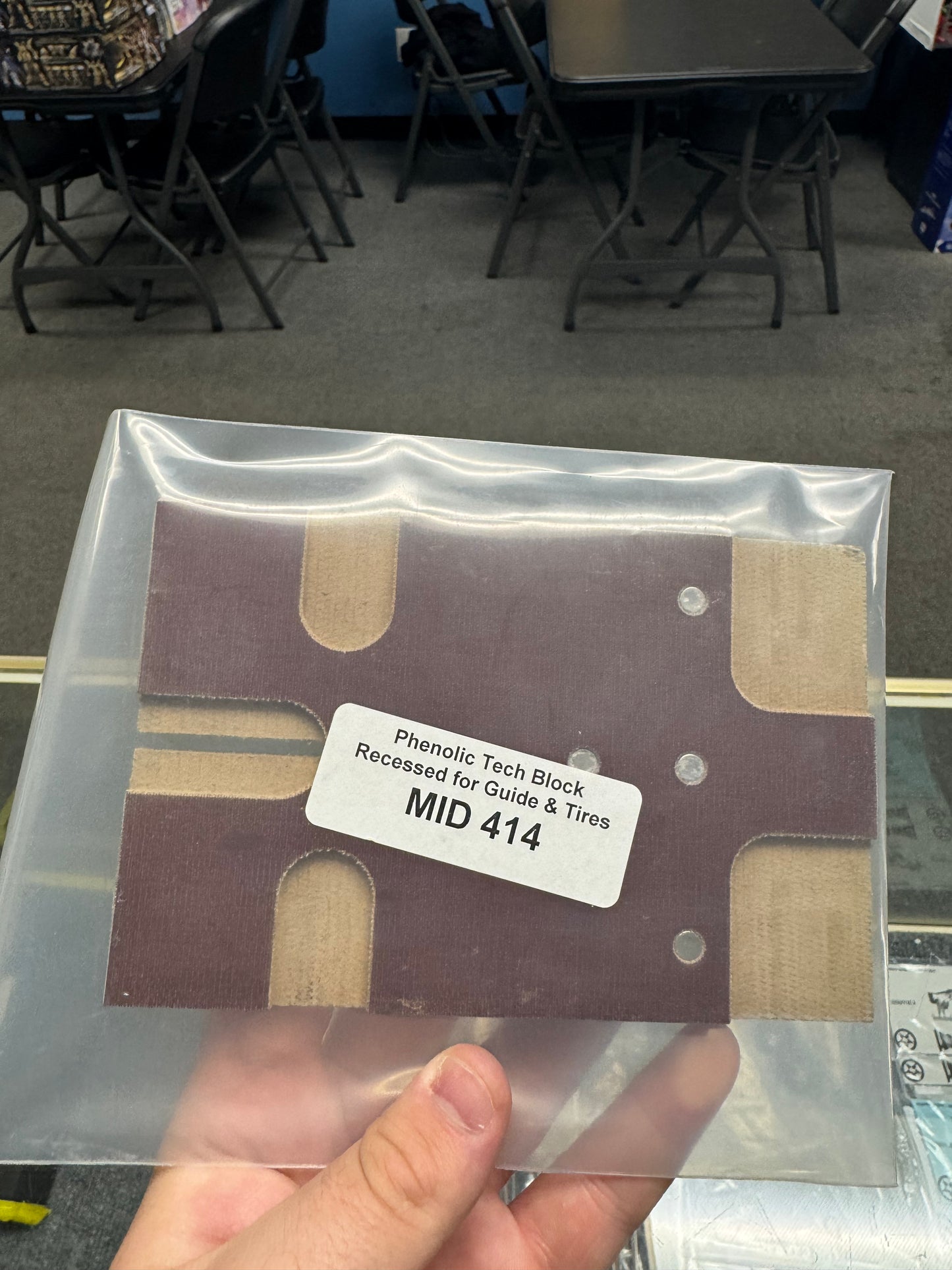 MID 414 Tech Block - Phenolic Heat Resistant (4" x 6.25") - Recessed For Guide & Tires