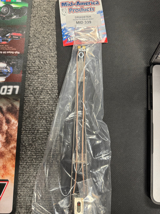 MID 339 1/24 Dragster RTR - No Body - 12" Long - .400" Wide x 1-1/8" Dia. Rears