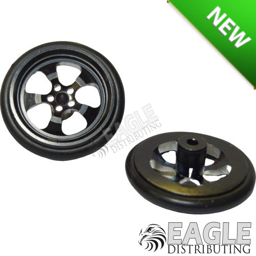 0.780"D 0.125"W 0.250"TW 1/16"A 5-Spoke 3D Front Drag Wheel, Black (pr)