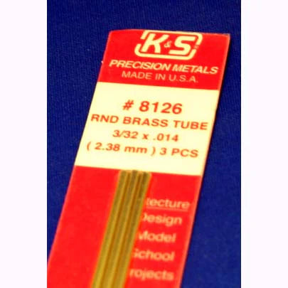 Round Brass Tube: 3/32" OD x 0.014" Wall x 12" Long (3 Pieces)