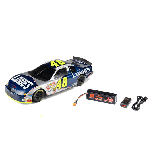 1/12 NASCAR RC Racecar Jimmie Johnson No. 48 Lowes Chevrolet Monte Carlo, NASCAR 2S AWD RTR Brushed On-Road (Battery & Charger Included), Blue