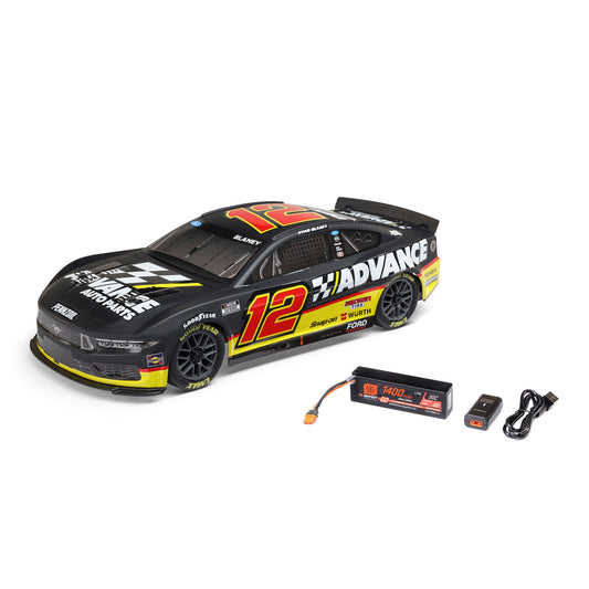 1/12 NASCAR RC Racecar Ryan Blaney No. 12 2025 Advance Auto Ford Mustang 2S AWD RTR Brushed On-Road (Battery & Charger included, Black