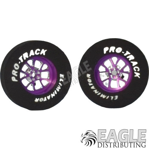 3/32 x 1 3/16 x .300 Purple Bulldog Drag Rear Wheels with Nat. Rubber Tires