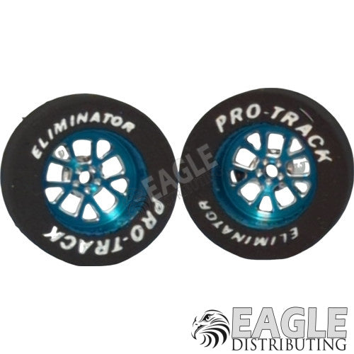 3/32 x 1 1/16 x .435 Blue Bulldog Drag Rear Wheels with Nat. Rubber Tires