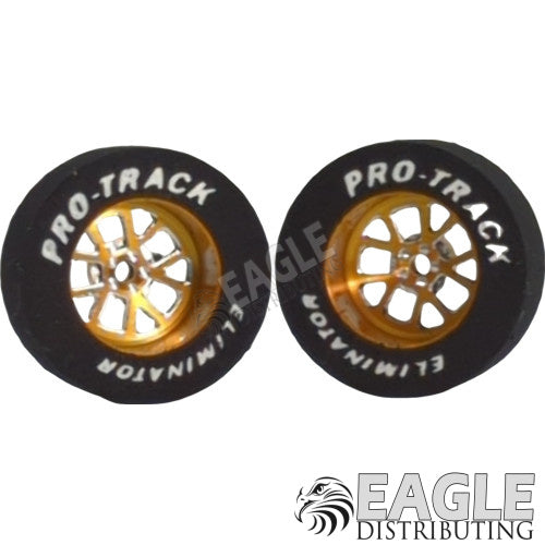 3/32 x 1 1/16 x .435 Gold Bulldog Drag Rear Wheels with Nat. Rubber Tires