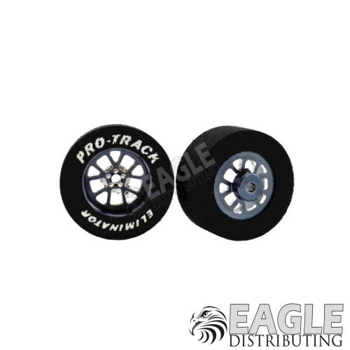 3/32 x 1 1/16 x .435 Gunmetal Bulldog Drag Rear Wheels with Nat. Rubber Tires