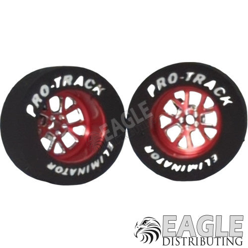 3/32 x 1 1/16 x .435 Red Bulldog Drag Rear Wheels with Nat. Rubber Tires