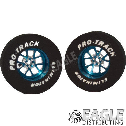 3/32 x 1 3/16 x .435 Blue Bulldog Drag Rear Wheels with Nat. Rubber Tires