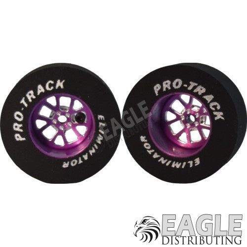 3/32 x 1 3/16 x .435 Purple Bulldog Drag Rear Wheels with Nat. Rubber Tires