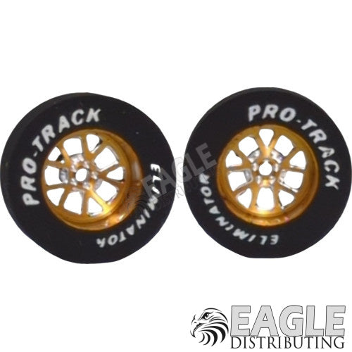 3/32 x 1 1/16 x .500 Gold Bulldog Drag Rear Wheels with Nat. Rubber Tires