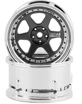DS Racing Drift Element 6 Spoke Drift Wheels (Gunmetal w/Black Rivets) (2) (Adjustable Offset) w/12mm Hex
