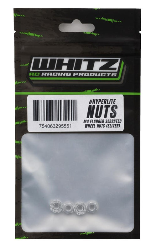Whitz Racing Products 4mm Flanged Wheel Nuts (Silver) (4) WRP-NUT-SIL