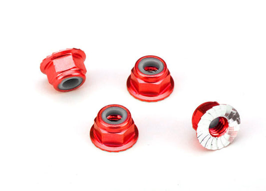 TRAXXAS NUTS 4MM FLANGED LOCK RED