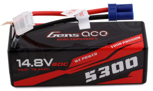 Gens Ace 4s LiPo Battery 60C (14.8V/5300mAh) w/EC5 Connector