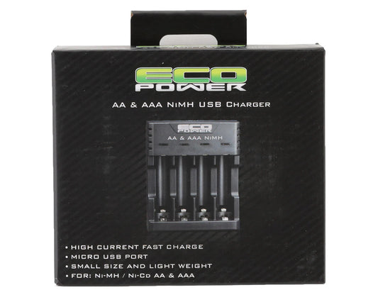 EcoPower NiMH & NiCD USB Battery Charger (4 Slots) (AA/AAA)