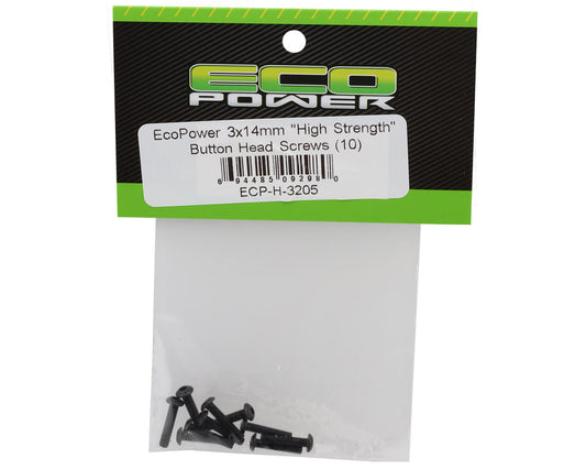 EcoPower 3mm "High Strength" Steel Button Head Screws (10) (3x14mm)