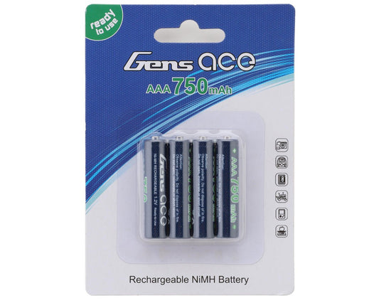 Gens Ace High Power Rechargeable AAA NIMH Battery (1.2V/750mAh) (4) (Mini-Z)