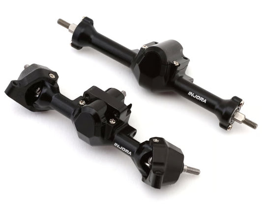 Injora Axial SCX30 Aluminum Axles w/Brass Steering Knuckles Set (Stock Width) (Black)