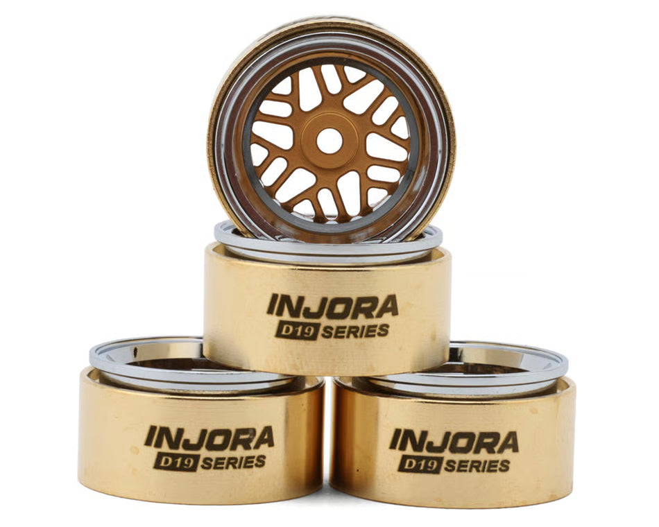 Injora 0.7" D19 ModuWheel Brass & Aluminum Micro Crawler Beadlock Wheels (Orange) (4) (8.4g ea) (-2mm Offset) (Ascent-32)