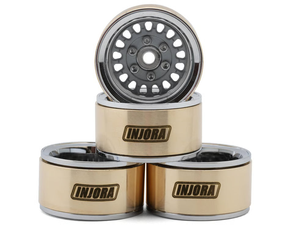 Injora 1.0" ModuWheel Brass & Aluminum Micro Crawler Beadlock Wheels (Grey) (4) (21g ea) (-4.4mm Offset)