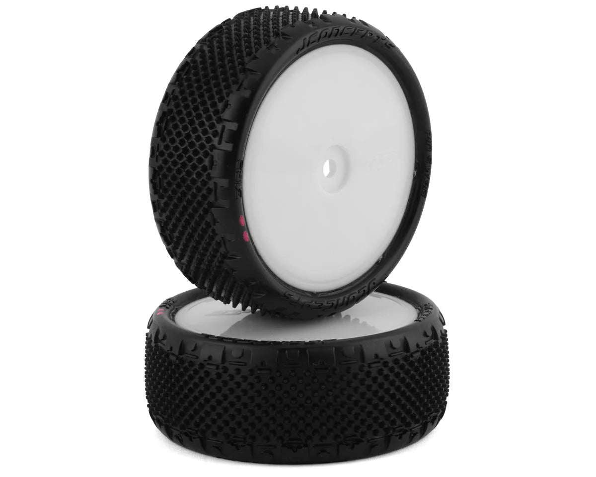 JConcepts Pin Swag 2.2" Pre-Mounted 4WD Front Buggy Carpet Tires (White) (2) w/12mm Hex (Pink)