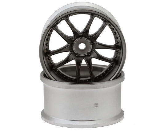 LAB Work Emotion CR3P 1/10 Drift Wheels (Matte Black/Chrome) (2) (6mm Offset) w/12mm Hex