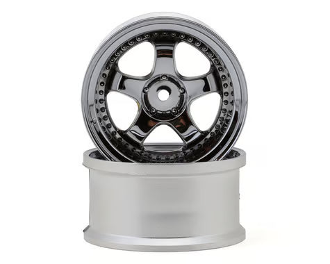 LAB Work Meister S1 1/10 Super High Traction 3-Piece Drift Wheels (Chrome) (2) (8mm Offset) w/12mm Hex