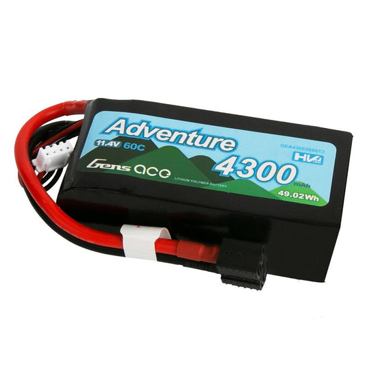 Gens Ace 11.4V 4300mAh 60C 3S LiHV Battery: Deans, XT60