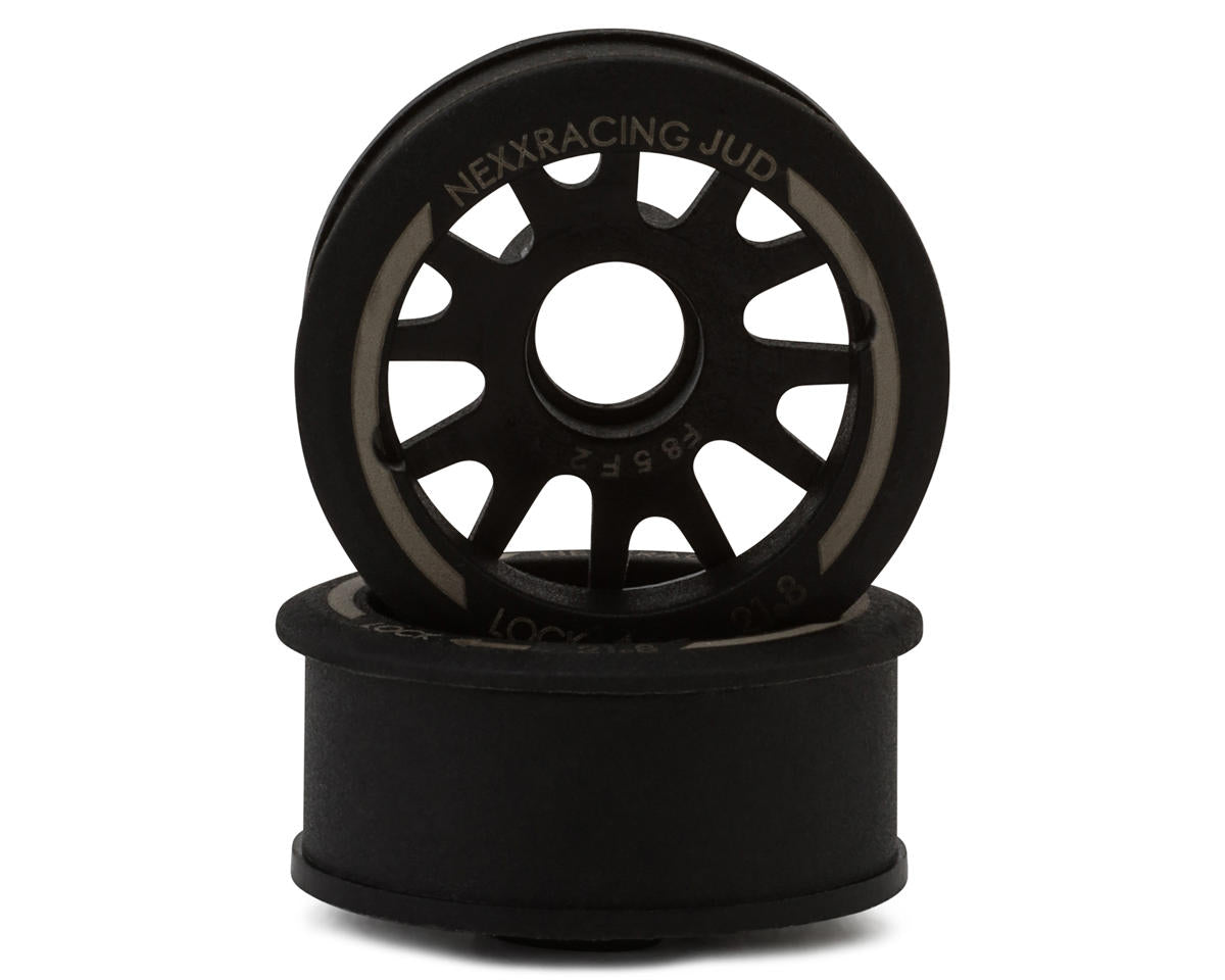 NEXX Racing Mini-Z RWD "JUD" EVO Front Threaded Side-Wall Carbon Fiber Rims (2mm Offset) (Black) (2)